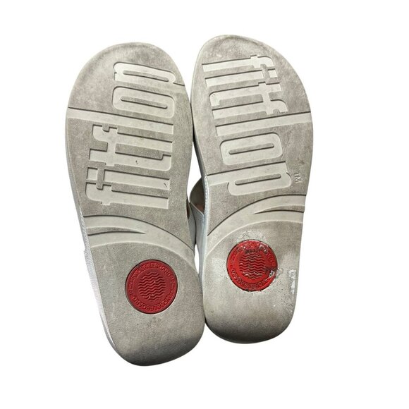 Fitflop LULU Platform Wedge Sandals SILVER Women’s Size 10 Comfort Wide Casual - Picture 6 of 7